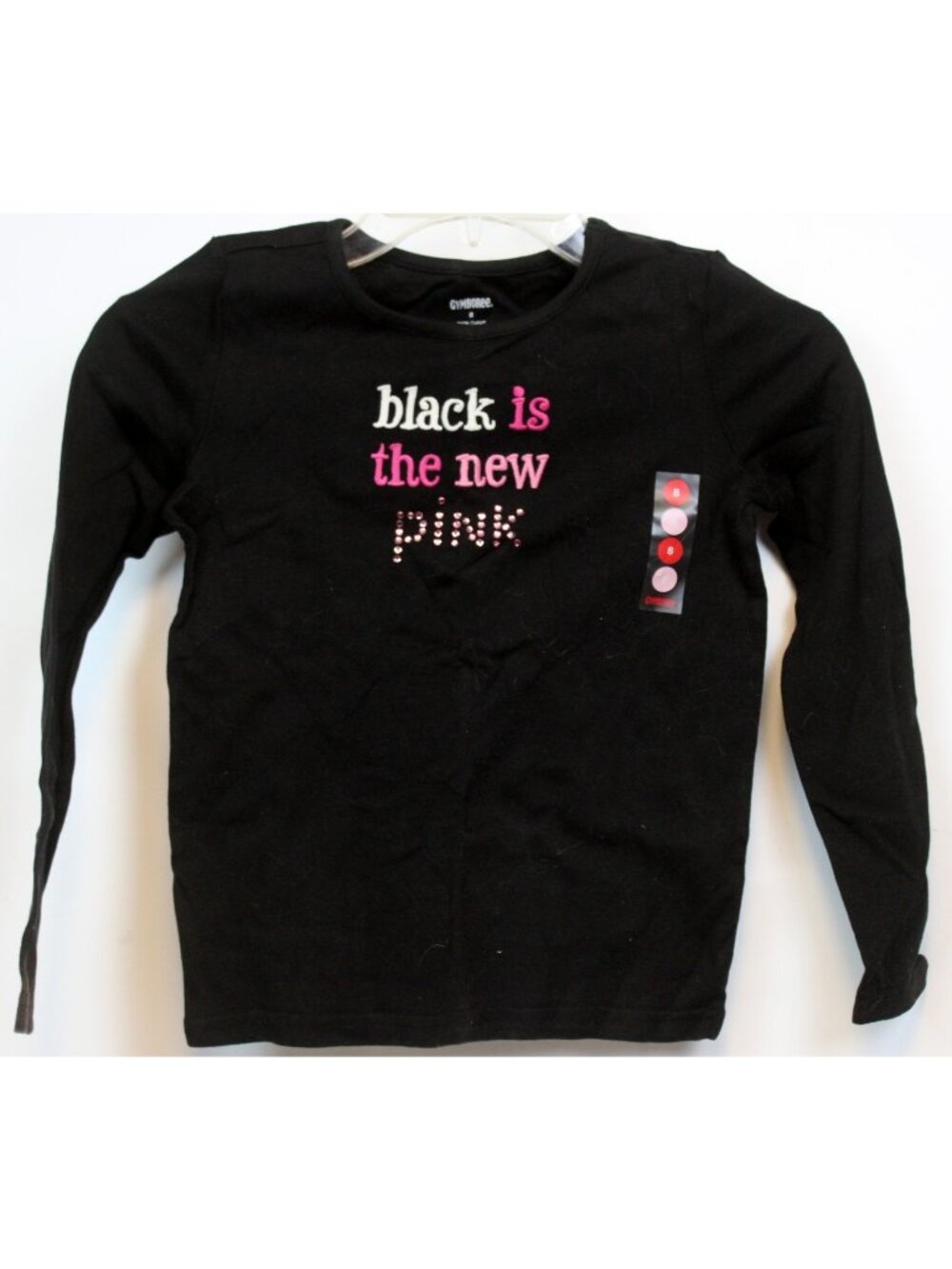 2008 Gymboree Wild One Black is the New Pink T-Shirt Girls sz 8 Rhinestones